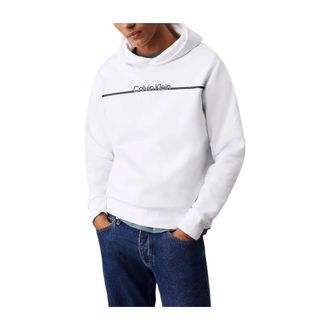 Calvin Klein Hoodies, male, White, Size: XS Felpa con cappuccio con logo