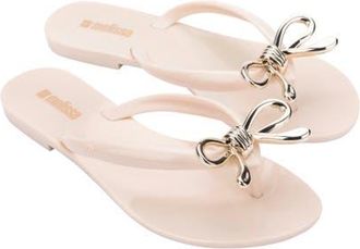 Melissa Harmonic Iris Flip Flop in Beige/gold at Nordstrom, Size 10