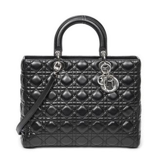 Dior Pre-owned Womens Large Lady Zip Shoulder Bag - Black - One Size