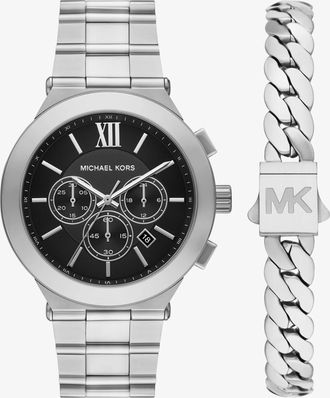 Michael Kors Oversized Billie Silver-Tone Watch and Bracelet Gift Set