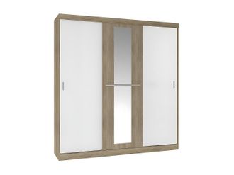 Vente-Unique Armario - 3 puertas correderas - Largo 205 cm - Natural y blanco marfil - DIDDA