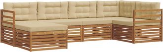 vidaXL Conjunto De Sof&aacute;s De Exterior 6 Uds. Natural Y Beige Vidaxl