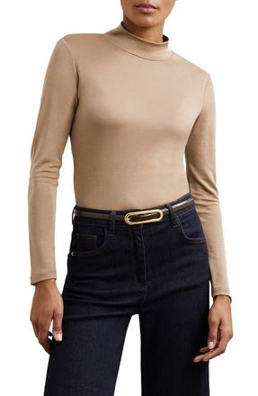 Reiss Molly Mock Neck Top in Camel at Nordstrom, Size Medium