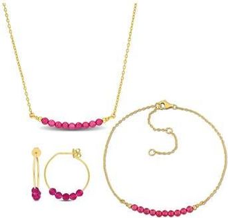 Delmar Lab Grown Ruby Earrings, Bracelet & Necklace Set in Red at Nordstrom Rack