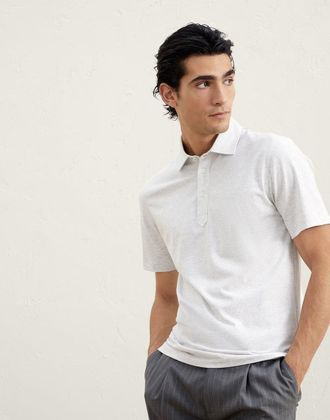 Brunello Cucinelli White Cotton Polo Mens Shirt