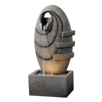 Teamson Home Teamson Home Fuente Ovalada Moderna Con Led C&aacute;lido Y Acabado Gris Oscuro Resistente Para Patios O Jardines