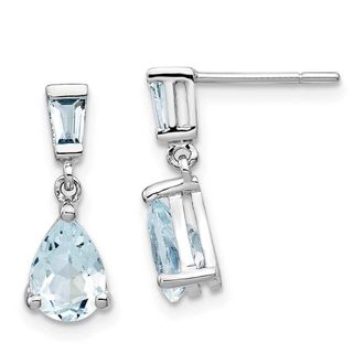 Diamond2Deal 14k White Gold Aquamarine Dangle Earrings