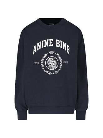 Anine Bing Graphic Print Sweatshirt with Classic Crew Neckline