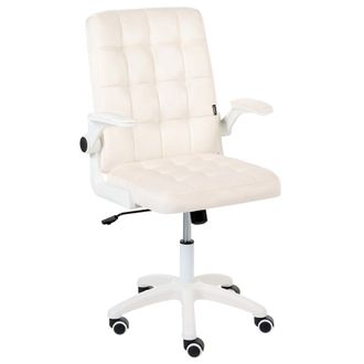 Beliani Silla De Oficina Con Altura Y Reposabrazos Ajustables Giratorio Respaldo Inclinable Terciopelo Blanco Crema Dandy