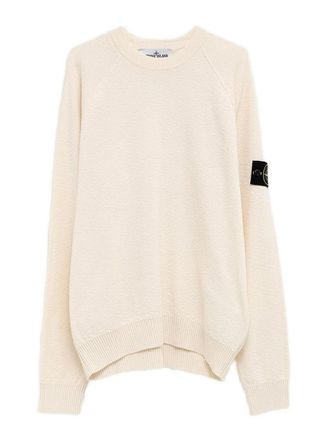 Stone Island Sweater With Logo Patch In Cotton