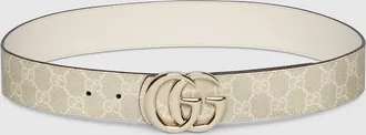 Gucci Reversible GG Marmont Belt, White, GG Canvas