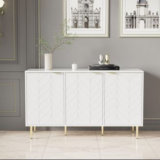 Aka Modern dining room cabinet gilded legs & handles chest of drawers in White