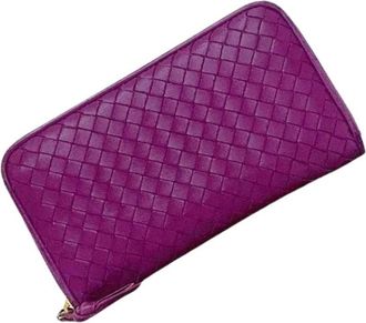 Bottega Veneta Pre-owned Lederen Portemonnee - Dames - Vintage Accessoires - Paars - ONE Size - Leer - Vintage