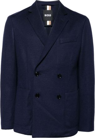 BOSS double-breasted coat - men - Polyester/Viscose/Cotton/Polyester/Cotton - 48 - Blue