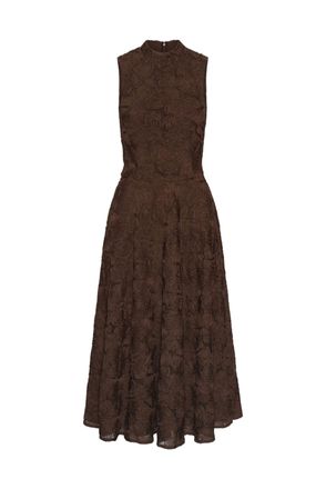 Rotate Flower Mesh Turtleneck Maxi Dress