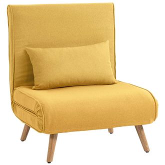 HOMCOM Sof&aacute; cama individual 72x75x85 cm amarillo
