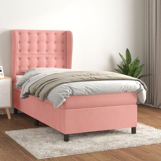 vidaXL Vidaxl - Cama Box Spring Con Colch&oacute;n Terciopelo Rosa 90x200 Cm