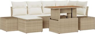 vidaXL Conjunto De Comedor De Jard&iacute;n Con Coj&iacute;n 7 Pcs Beige Y Crema Vidaxl