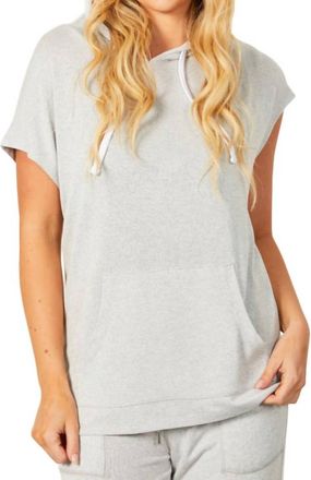 French Kyss Sleeveless Hoodie With Pocket In Silver