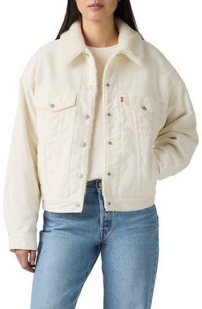 Levi's 90s Faux Shearling Lined Corduroy Jacket in Egret at Nordstrom Rack, Size Large