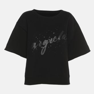 Maison Margiela Maison Martin Margiela Black Glitter Logo Short Sleeve Sweater