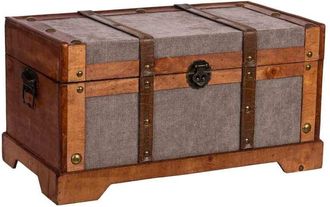 Wanderlust Deco Ba&uacute;l De Madera Marr&oacute;n 43x23x22