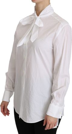 Dolce & Gabbana Womens White Turtle Neck Long Sleeve Polo Shirt Cotton