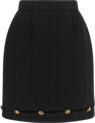 Versace Medusa Head-button Mini Rok - Dames - Korte rokken - Zwart - S - Wol - Rokken