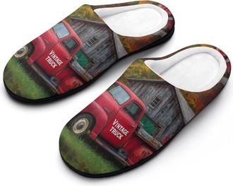 Generic Vintage Truck Funny Mens Cotton Slippers Soft Non-Slip Rubber Sole House Slipper Indoor Outdoor