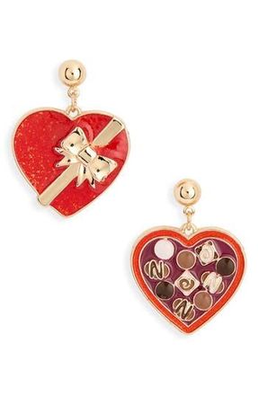 Leith Valentines Day Chocolate Box Drop Earrings in Red Multi- Gold at Nordstrom Rack