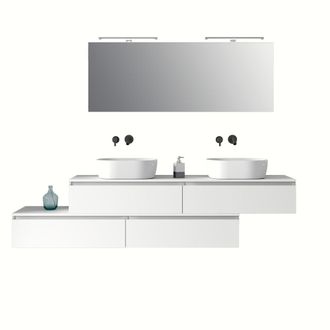 Aquadesign Mueble de ba&ntilde;o de 9 piezas en melamina blanco mate