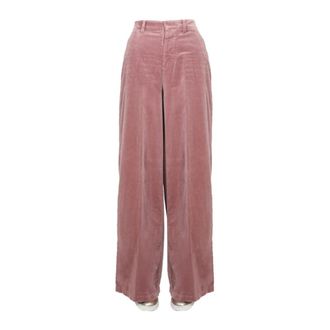 Dsquared2 Wide Trousers, female, Pink, Size: M Velvet Wide-Leg Pants