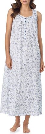 Eileen West Sleeveless Jersey Ballet Nightgown in White/Navy at Nordstrom, Size X-Small
