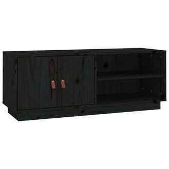 vidaXL Vidaxl - Mueble De Tv De Madera Maciza De Pino Negro 105x34x40 Cm