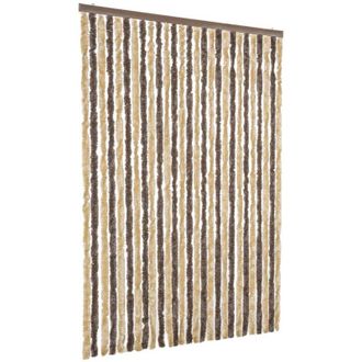 vidaXL Cortina Antimoscas Chenilla Marr&oacute;n Oscuro Y Beige 118x220 Cm Vidaxl