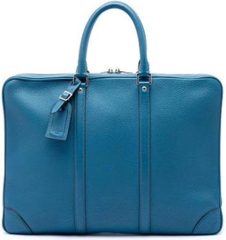Louis Vuitton Pre-owned Porte Documents Voyage - Dames - Vintage Handtas - Blauw - ONE Size - Leer - Vintage