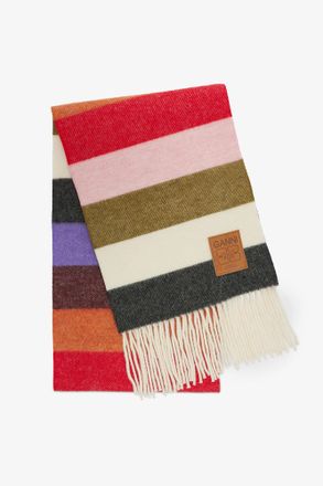Ganni Mixed Wool Knit Scarf