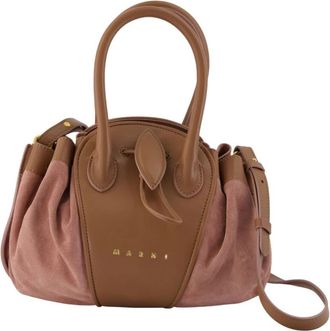 Marni Tulipea Kleine Schoudertas - Dames - Handtassen - Bruin - ONE Size - Leer - Tassen