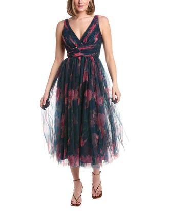 Rene Ruiz Sleeveless Plunging Neckline Textured Gown