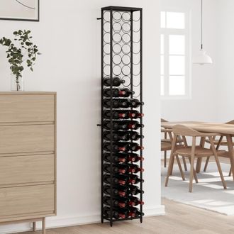 Berkfield Home Wine Rack for 57 Bottles Black 34x18x200 cm Wrought Iron | Size: 34 x 18 x 200 cm