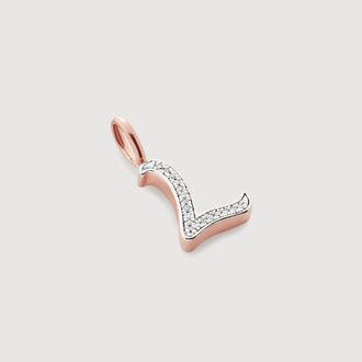Monica Vinader Rose Gold Alphabet L Diamond Pendant Charm Diamond