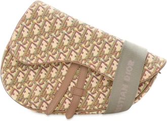 Dior Borsa a tracolla Saddle in tela con motivo Oblique multicolore 2020 - Marrone