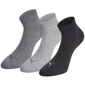 Puma 251015 UK 12-14 Unisex Quarter Socks (3 Pair Pack) Anthrci/L Mel Grey/M Mel Grey