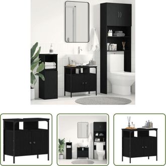 vidaXL Lavabo - Mobile Lavabo Bagno Rovere Nero 60x30x60cm Legno Multistrato