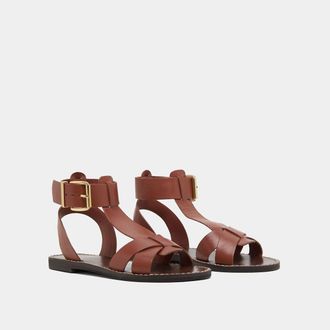 Jonak Lederen platte sandalen Whisper