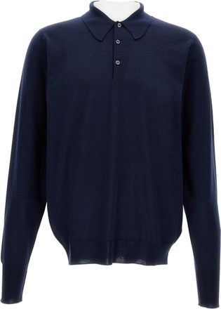 John Smedley Long-Sleeved Polo Shirt In Extra-Fine Merino Wool