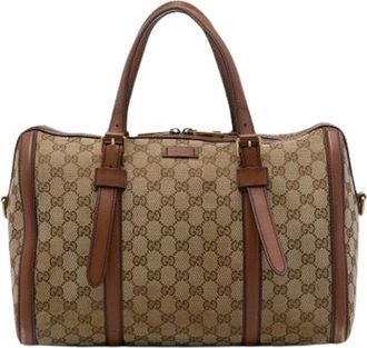 Gucci Pre-owned Boston Bag - Dames - Vintage Handtas - Beige - ONE Size - Leer - Vintage