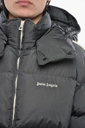 Palm Angels Nylon Puffer Jacket With Contrasting Side Stripes Palm Angels