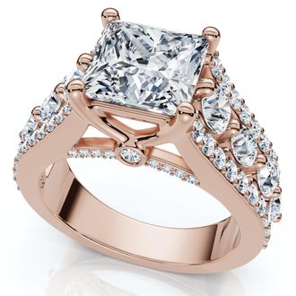 Pompeii3 Certified 3.80Ct Princess Cut Diamond Engagement Ring 14k Gold Lab Grown