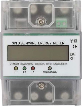 OEM Medidor De Energ&iacute;a El&eacute;ctrica Trif&aacute;sico De 4 Hilos Dtm024 Con Pantalla Lcd Digital, Alimentaci&oacute;n De 5-80 A En Riel Din
